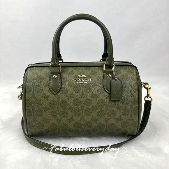Coach Rowan Satchel Crossbody Bag In Signature Canvas/Gold/Olive CV961 NWT - Picture 1 of 9